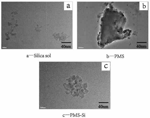 圖2_硅溶膠、PMS、PMS-Si的TEM圖